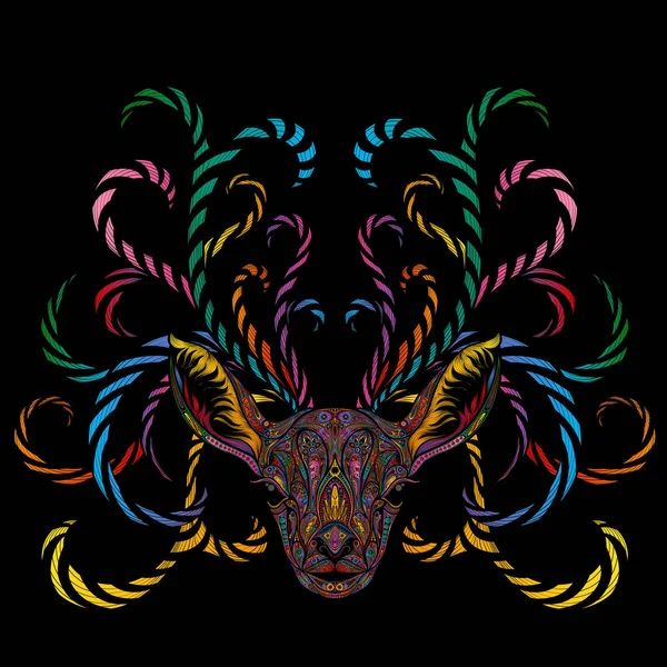 Magic Vector Color Reindeer Branching Horns — Stock Vector