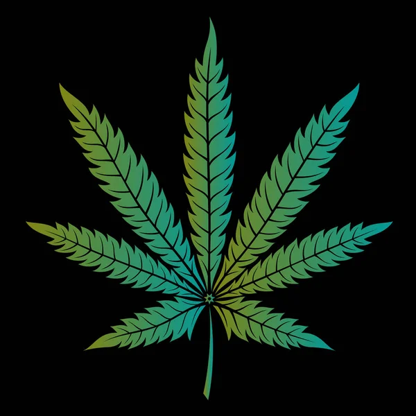 Feuille Vectorielle Marijuana Avec Dégradé Sur Fond Sombre — Image vectorielle