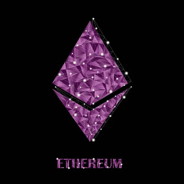 Crypto Currency Low Poly Style Vector Symbol Ethereum — Stock Vector