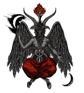 İblis Baphomet. Şeytani sembolü. Vektör çizim