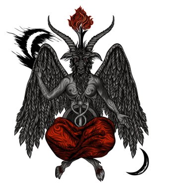 Demon Baphomet. Satanic symbol. Vector illustration clipart