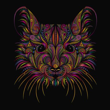 Siyah arka plan üzerindeki desenlerden güzel vektör faresi. Çin takviminde yeni yıl 2020 sembolü