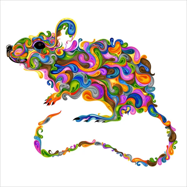 Symbol New Year 2020 Beautiful Colored Vector Rat Made Patterns — Stock Vector