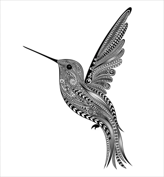 Vektor Kolibri Aus Mustern Originelle Illustration Zentangle Stil — Stockvektor