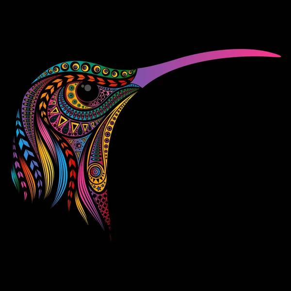 Boceto Color Vectorial Colibrí Partir Patrones — Archivo Imágenes Vectoriales