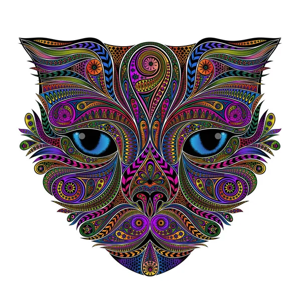 Gato Vector Color Patrones Estilo Zentangle — Vector de stock