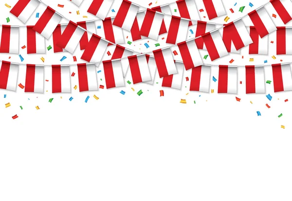 Konfeti ile Polonya bayrak garland beyaz arka plan asmak için Polonya bağımsızlık günü kutlama şablon banner, vektör çizim kiraz kuşu