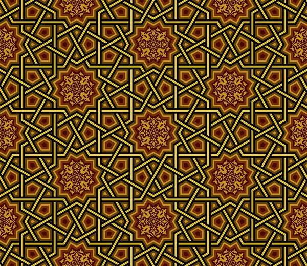 Islamisches Muster Goldene Schwarze Tapete Vektorillustration Gruß Einladungshintergrund — Stockvektor