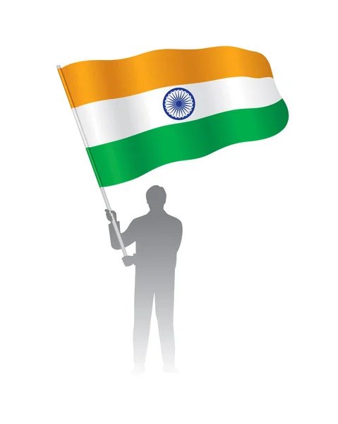 Человек Индийским Флагом Векторная Иллюстрация — стоковый вектор