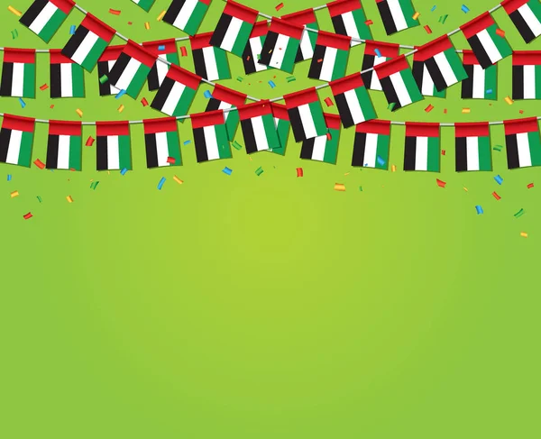 Guirnalda Banderas Los Emiratos Árabes Unidos Con Bandera Plantilla Fondo — Archivo Imágenes Vectoriales