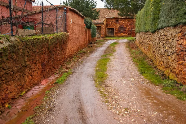 Paesaggio Urbano Autunnale Una Delle Città Rosse Della Spagna Villacorta — Foto Stock