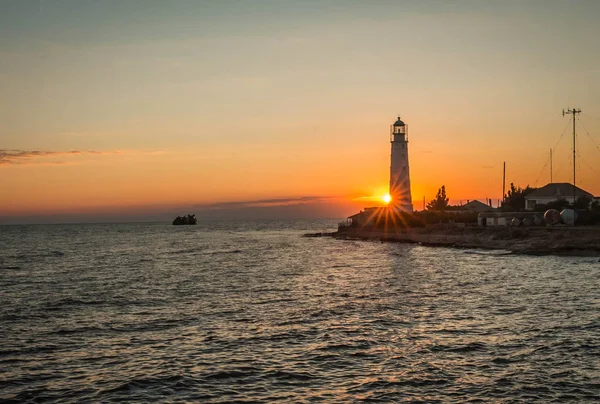 stock image Image of lighthouse at sunset in Olenivka in Crimea