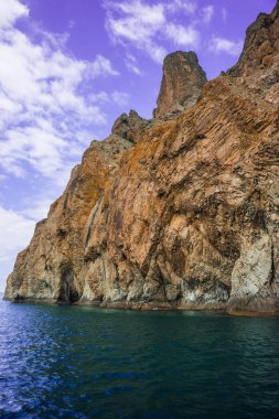 Deniz manzarası Koktebel yakınındaki görüntü dağ Crimea'da Karadağ ile