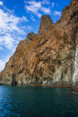 Deniz manzarası Koktebel yakınındaki görüntü dağ Crimea'da Karadağ ile