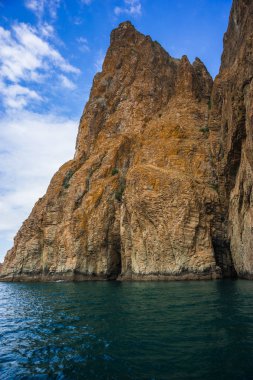 Deniz manzarası Koktebel yakınındaki görüntü dağ Crimea'da Karadağ ile
