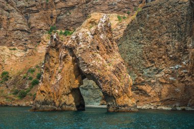 Deniz manzarası Koktebel yakınındaki görüntü dağ Crimea'da Karadağ ile