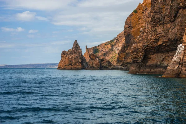 Imagem Paisagem Marinha Perto Koktebel Com Karadag Montanha Crimeia — Fotografia de Stock