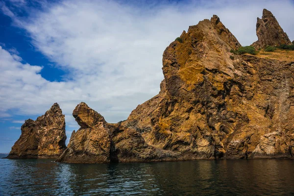 Imagem Paisagem Marinha Perto Koktebel Com Karadag Montanha Crimeia — Fotografia de Stock