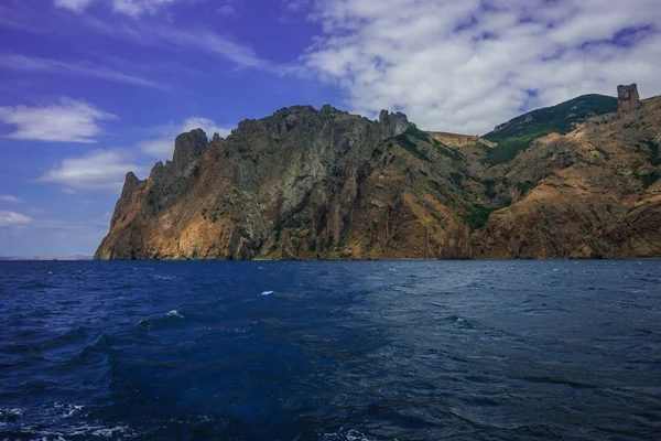 Imagem Paisagem Marinha Perto Koktebel Com Karadag Montanha Crimeia — Fotografia de Stock