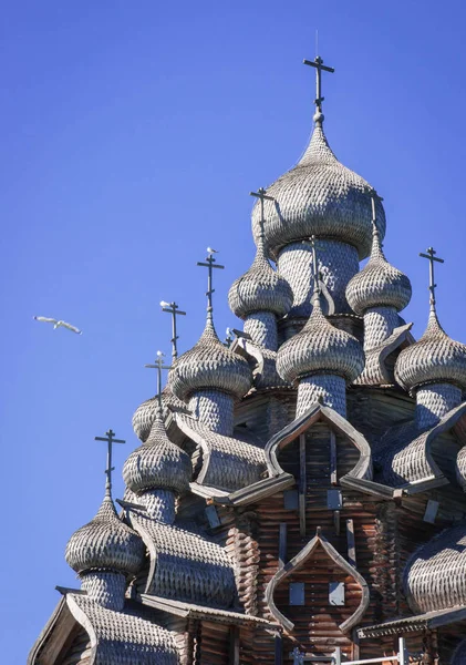 Ιστορικού Και Αρχιτεκτονικού Μουσείο Kizhi Domes Ξύλινη Εκκλησία Της Kizhi — Φωτογραφία Αρχείου