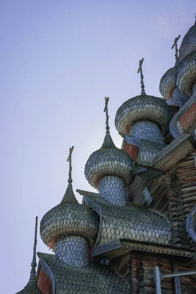 Muzeum Historické Architektonické Kizhi Kopule Dřevěný Kostel Kizhi — Stock fotografie