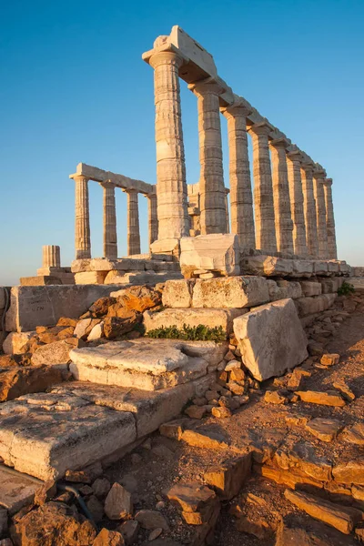 Image Temple Poseidon Sunset Atiika Greece — Stock Photo, Image