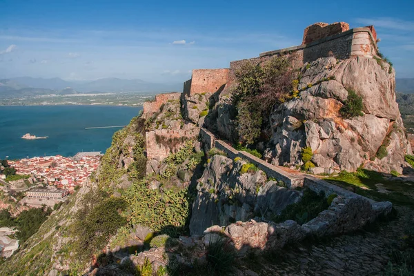 Widok Wyspę Bourtzi Twierdzy Nafplion Peloponezie Grecji — Zdjęcie stockowe