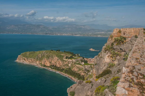 Widok Wyspę Bourtzi Twierdzy Nafplion Peloponezie Grecji — Zdjęcie stockowe