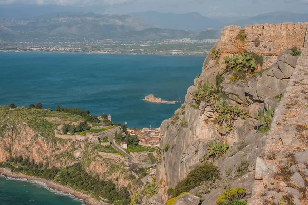 Vista Isla Fortaleza Bourtzi Desde Nafplion Peloponeso Grecia — Foto de Stock