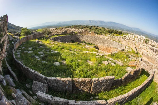 Ruinerna Antika Grekiska Byggnader Mykene Peloponnesos Grekland — Stockfoto