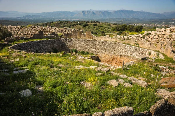 Mycenae Yunanistan Peloponnese Üzerinde Antik Yunan Yapıların Kalıntıları — Stok fotoğraf