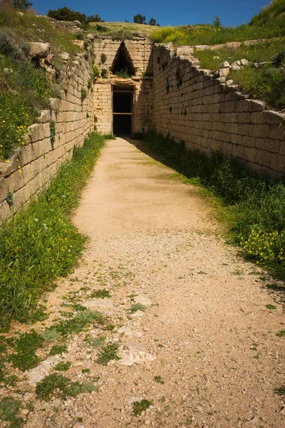 Руины Древнегреческой Гробницы Микенах Пелопоннесе Греции — стоковое фото
