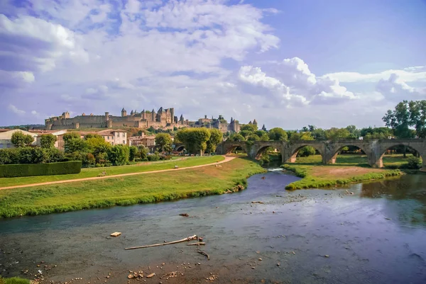 Obraz Średniowiecznego Miasta Carcassonne Południowej Francji — Zdjęcie stockowe