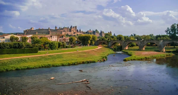 Obraz Średniowiecznego Miasta Carcassonne Południowej Francji — Zdjęcie stockowe