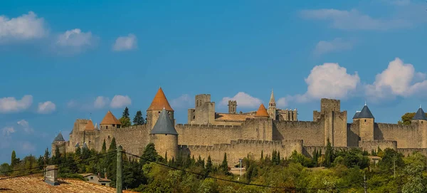 Bir Ortaçağ Kenti Carcassonne Güney Fransa Görüntüsünü — Stok fotoğraf