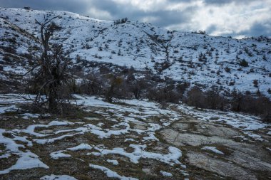 Zagorohoria Yunanistan dağlarında güzel kış manzarası
