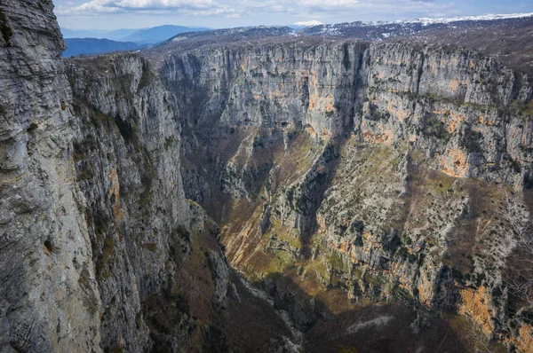 Krásná Zimní Krajina Horách Zagorochoria Řecku — Stock fotografie