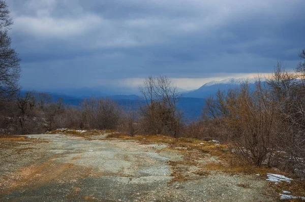 Beau Paysage Hivernal Dans Les Montagnes Zagorohoria Grèce — Photo