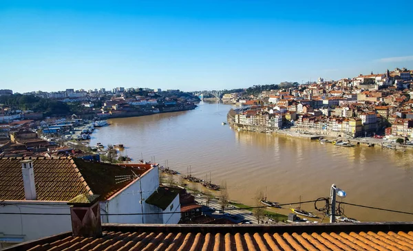 Paisagem Urbana Panorâmica Com Rio Porto Portugal — Fotografia de Stock