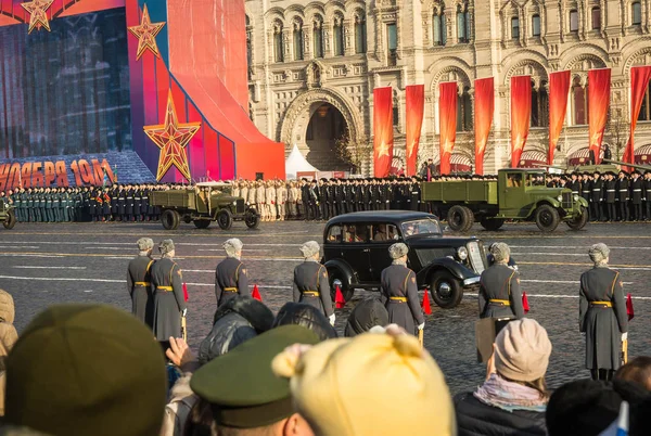 Moskva Listopad 2018 Vojenská Přehlídka Věnovaná Hisorical Přehlídka Konala Roce — Stock fotografie