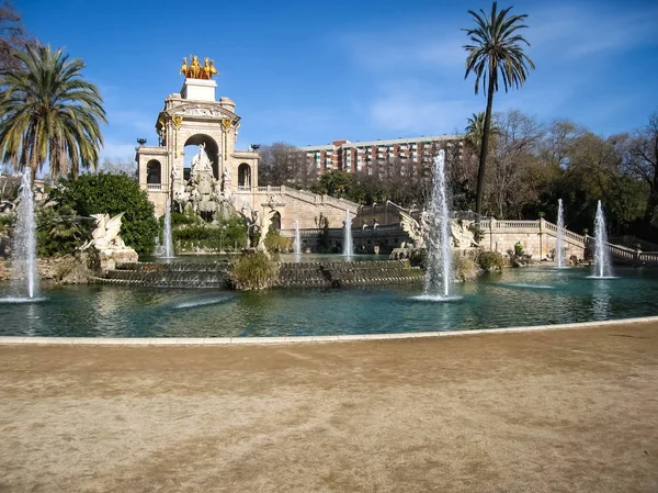 Fuente Cascada Parque Ciudadela Barcelona España — Foto de Stock