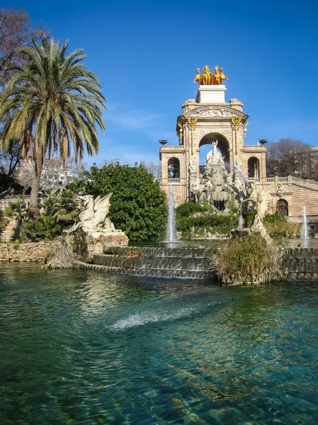 Fuente Cascada Parque Ciudadela Barcelona España — Foto de Stock