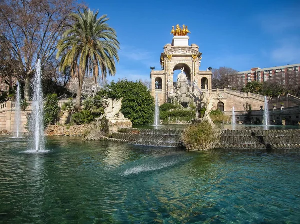 Brunnen Kaskade Ciudadela Park Barcelona Spanien — Stockfoto