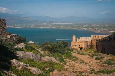 Nafplion Yunanistan Peloponnese üzerinde antik kale kalıntıları