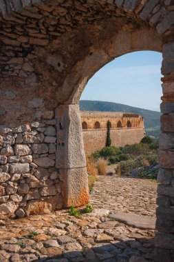 Nafplion Yunanistan Peloponnese üzerinde antik kale kalıntıları