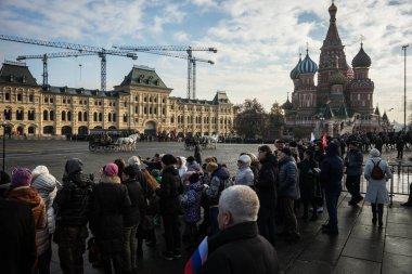 Moskova - Kasım 07,2018: askeri geçit hisorical festivale adanmış düzenlenen 1941 yılında Kızıl meydan. Genel olay.
