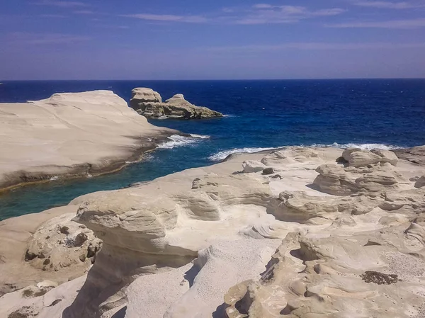 Maanlandschap Strand Sarakiniko Milos Eiland Griekenland — Stockfoto