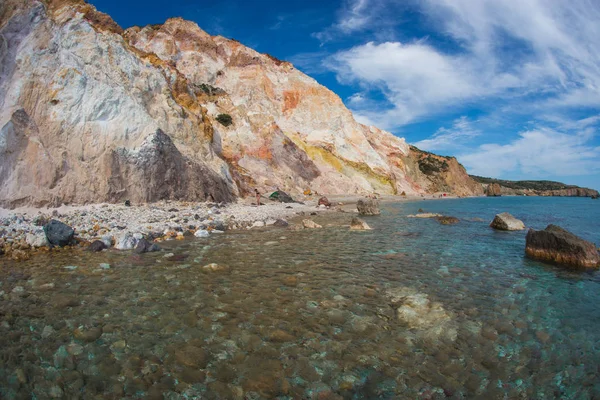 Prachtige Zeldzame Natuurlijke Kleuren Van Firiplaka Beach Milos Eiland Griekenland — Stockfoto