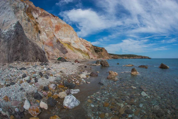 Hermosos Raros Colores Naturales Playa Firiplaka Isla Milos Grecia — Foto de Stock