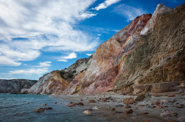 Vackra Och Sällsynta Naturliga Färger Firiplaka Strand Milos Grekland — Stockfoto